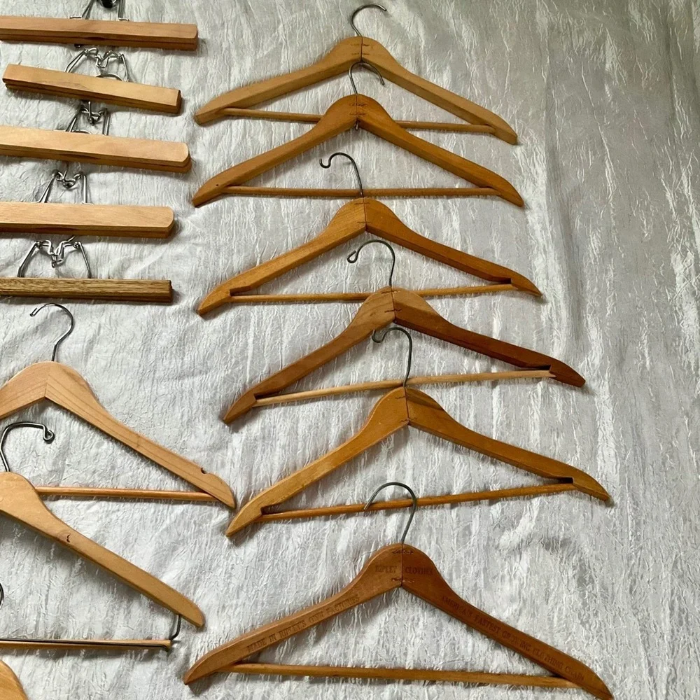 Mixed Lot of 15 Wooden Clothes Hangers Vintage 1 Ripley Clothes Suit Pant Skirt